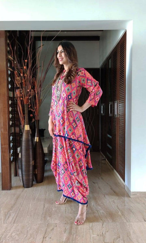 Pink Dhoti Skirt Dress